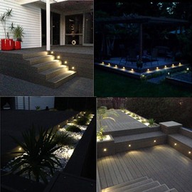 FVTLED Pack of 6 Warm White LED Deck lights kit Φ1.38" Outdoor Garden Yard Decoration Lamp Recessed Pathway Step Warm White LED Lighting, Black