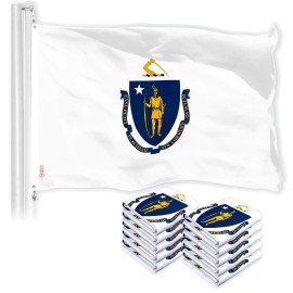 UD_G128 10 Pack: Massachusetts MA State Flag  3x5 Ft  LiteWeave Pro Series Printed 150D Polyester  Indoor/Outdoor, Vibrant Color
