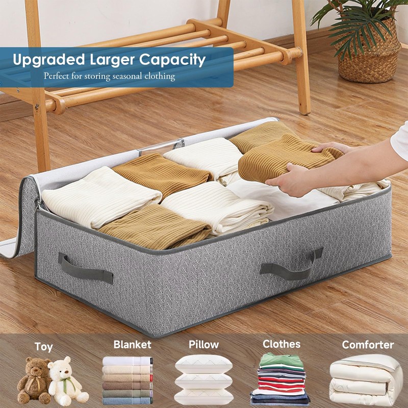 Leavans Underbed Storage Box with Lid, Foldable Clothes Storage Boxes