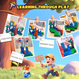 150PCS Magnetic Blocks - Build Mine Magnet World Kids Building Blocks with Magnet Board for 3 4 5 6 7 8 9 10 Year Old Boys & Girls Magnetic Tiles STEM Sensory Outdoor Toys for Kids Ages 4-8 5-7