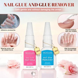 Nail Glue and Glue Remover Kit for Press On Acrylic Nails Tips