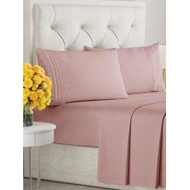 Queen Size 4 Piece Sheet Set - Comfy Breathable & Cooling Sheets - Hotel Luxury Bed Sheets for Women & Men - Deep Pockets, Easy-Fit, Extra Soft and Wrinkle Free Sheets - Mauve Oeko-Tex Bed Sheet Set