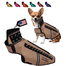 CoyoteVest SpikeVest Dog Harness Vest for Small Dogs, Reflective Dog Vest with Spikes to Shield Your pet from Coyotes, Raptor and Animal Attacks, Anti Hawk Vest, Made in USA (M-Texas Tan)