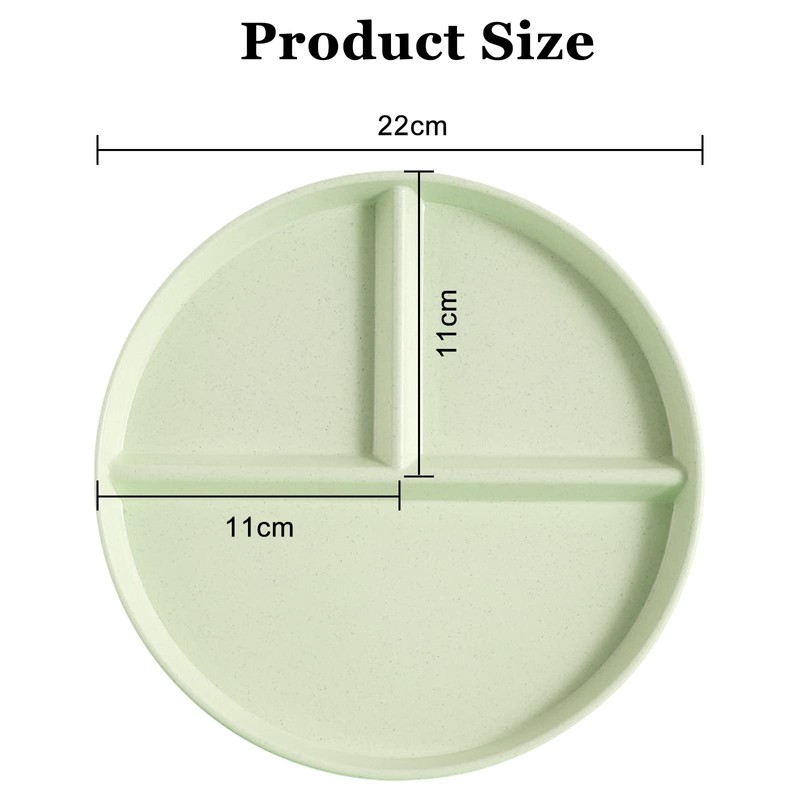 Soptalles 9 Inch Portion Control Plates Set, 4 Pcs Divided