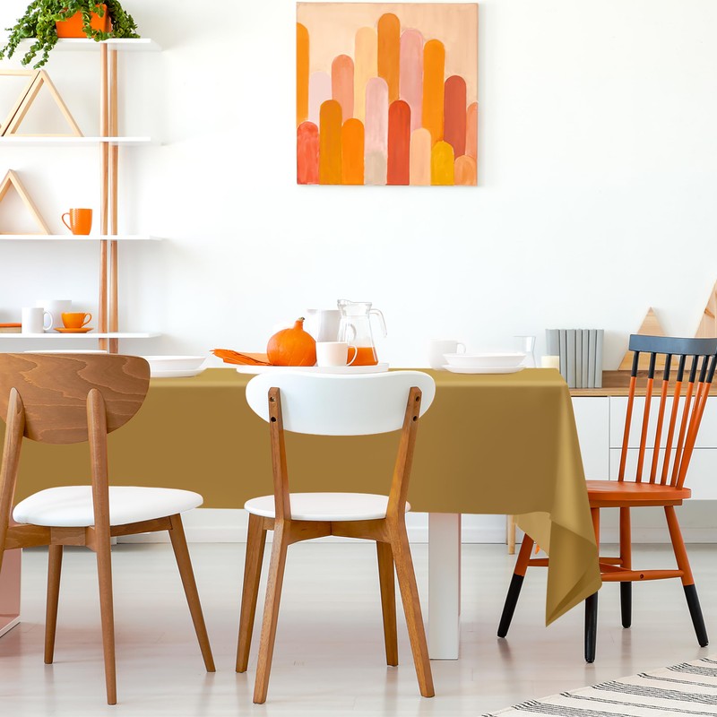 Kopokita 2PCS Gold Plastic Tablecloths 54 x 108 Inch, Disposable