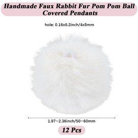 GORGECRAFT 12Pcs 5 to 6cm White Fluffy Pom Pom Balls Faux Fur Pompom Ball Bunny Hair Soft Fuzzy Round Knitting Decorations Craft for DIY Art Crafting Keychain Hats Shoes Party Accessories