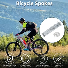 TUCKBOLD Bicycle Spokes Bike Wheel Spokes Silver Tone Nipple 1 Set 14G 202mm Length Carbon Steel Galvanized