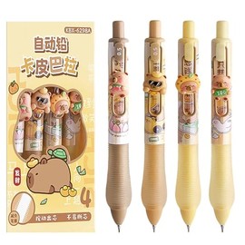 MOZXIRZ 4 Pcs Cute Capybara Mechanical Pencils 0.5mm Cartoon Mechanical Pencil Kawaii Soft Grip Mechanical Pencils School Pencil for Kids Students Girls Boys Women (Capybara)
