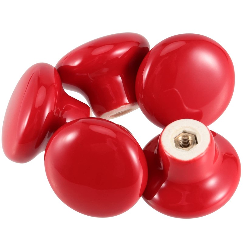 JAPCHET 35 Pack Red Ceramic Cabinet Knobs, Single Hole Ceramic