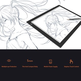 Huion L4S Protable Ultra-thin LED Light Pad Acrylic Panel LED Drawing Light Pad Powered by USB with Adjustable Brightness