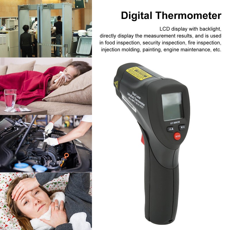 DT‑8863B Dual Lasers Infrared Thermometer Handheld Industrial Electronic Temperature Tester