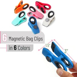 Mr. Pen- Magnetic Bag Clips, 6 Pack, Pastel Colors, Bag Clips, Bag Clips for Food, Magnet Clips, Chip Clips Bag Clips Food Clips, Chip Bag Clip, Clips for Food Packages, Clips for Fridge