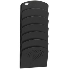 Safco Wall Mounted Literature Organizer, 7 Pocket Rack for Documents Paper Magazines and More, Steel, Black