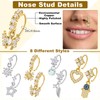 Landical 8 Pcs Dangly Nose Ring with Charm Butterfly Star