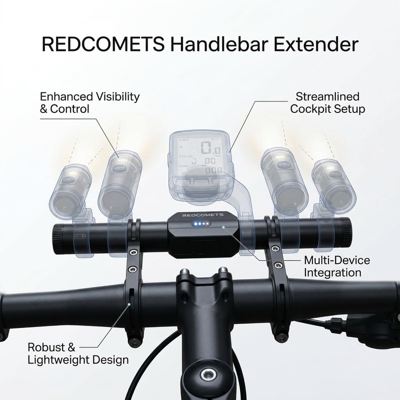 Redcomet Bike Headlights,9.05" Aluminum Alloy Bike Handlebar Extender,Cycling Accessories,IPX65 Waterproof