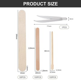 Spatel Wachs Epilation, Spatel aus Holz, Epilierstab, Wachsstab, Enthaarungsspatel, Holzspatel für Wachs, 250 Stück, Wachsstifte, für Augenbrauen, Lippen, Körper, 3 Größen