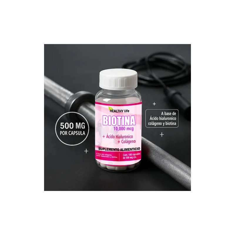 Healthy Life Biotina 100 Caps. Crece Cabello Piel Y Uñas