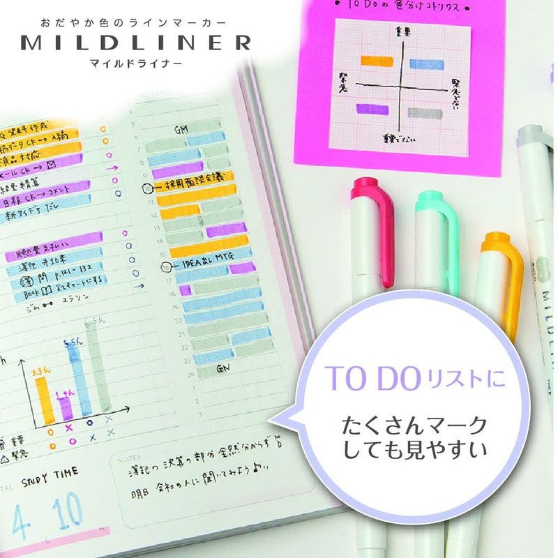 Zebra WKT7-5C-RC-N Mild Liner, Japanese Mild Color, Water-based, Set of