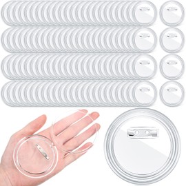 Yilloog 200 Pcs 3 Inch Clear Button Pins for Crafts DIY Photo Acrylic Blank Pins Bulk for Picture Make Your Own Buttons Badge Maker DIY Crafts Supplies