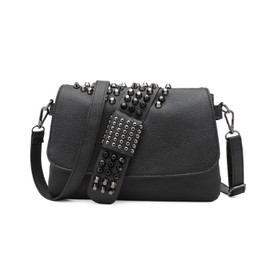 EVEOUT Women's Punk Style Rivet Leather Shoulder Bag Rivet Handbag with Shoulder Straps Shoulder Bags, shoulder bag d, Punk / Gothic