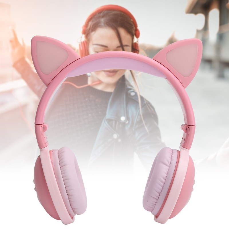 Cute Cat Ear Glowing Wireless Bluetooth Headphone HIFI Sports Folding