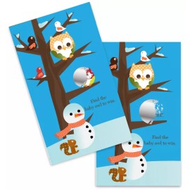 Candles & Favors Owl - Winter Theme or Christmas - Baby Shower Scratch Off Game Pack