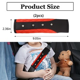 Hovom 2PCS Bling Car Seat Belt Cover Pad, Leather Seatbelt Covers for Cars, Soft Safety Seatbelt Shoulder Strap Covers, Rhinestone Auto Seat Belt Protector Cushion for Women Girls (Red)