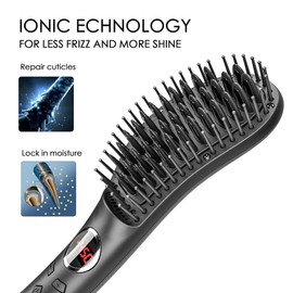 Hair Straightener Brush, Ceramic Ionic Straightening Iron Comb Anti-Scald, Best Soft Round Touch Body, Perfect for Professional Salon at Home (L)