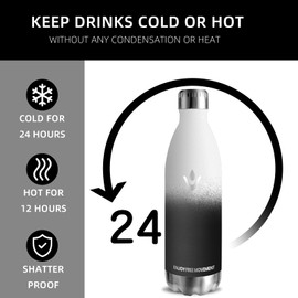 Trinkflasche Edelstahl, Trinkflasche 1l, BPA-freie, Trinkflasche Auslaufsicher, 24h Kalt & 12h Warm, Trinkflasche Metall, Doppelwandige Vakuumisolierte, Wasserflasche für Camping, Fitnessstudio, Yoga