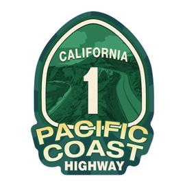 Die Cut Sticker California, Pacific Coast Highway 1, Contour Vinyl Sticker 1 to 3 inches (Waterproof Decal for Cars, Water Bottles, Laptops, Coolers), Small