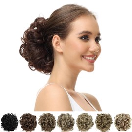 Yamel Messy Bun Scrunchie Chignon Hairpiece Updo Curly Bun Extension Combs in Messy Bun Hair Piece for Women Light Auburn to Bleach White Blonde