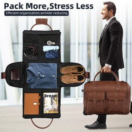 Shopsource Garment Duffle Bag with Wheels for Travel, Vintage Brown