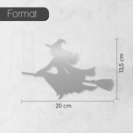 Sticker Witch on Broom Left I 20 cm I Silver I as Car Sticker for Notebook Laptop Suitcase Children's Room I Weatherproof I kfz488