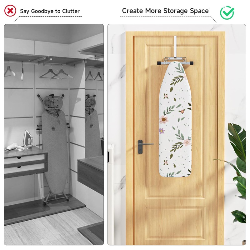 Over The Door & Wall Mount Ironing Board Hanger with