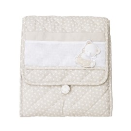FILET - Travel Changing Table, Portable Changing Table for Swaddling, Made of Padded Cotton, with Aida Bag for Embroidery, 100% Made in Italy, Clover in Dove Grey