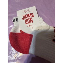 Jimmy Lion Socks More Amor Red And White Athletic Large Men 8-12 Women 10-12.5