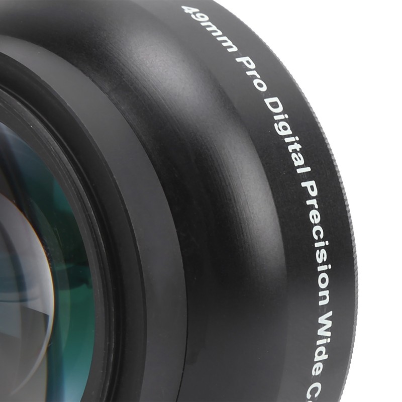 Optical Glass 0.45x WideAngle Black Additional Lens for 49mm Camera