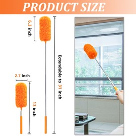 4 Pcs Washable Microfiber Feather Duster, with Extendable Pole and Bendable Head, Microfibre Cleaning Tool for Cleaning Office, Car, Computer, Furniture, Sofa