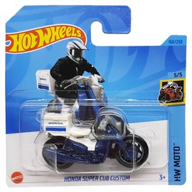 Hot Wheels - Honda Super Cub Custom - HW Moto 5/5 - HKK33 - Short Card - Motorcycle - Dark Blue Metallic - Mattel 2023 - 1:64
