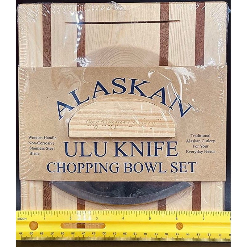 Alaska Ulu Knife and Chopping Bowl with Salad Claws