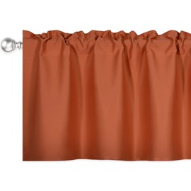DECOVSUN Burnt Orange Valance - Rust Valance for Windows 100x18 Inch Solid Blackout Rod Pocket Kitchen Short Curtain Toppers Valance for Bathroom Living Room, Terracotta