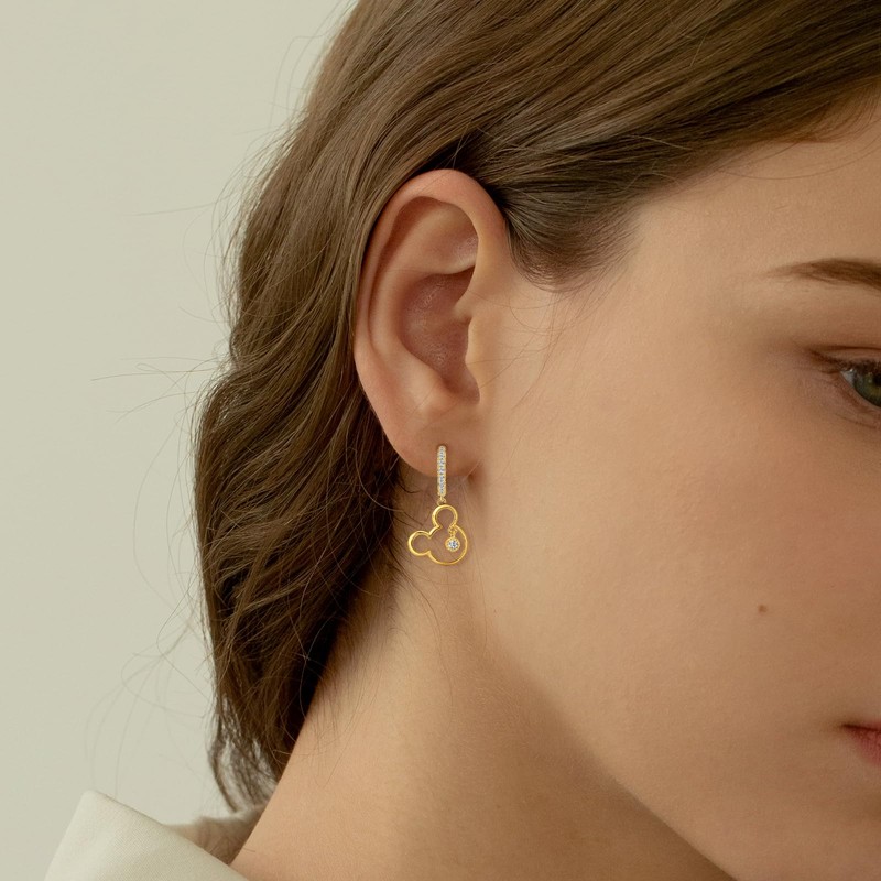 Mouse Earrings for Women Sterling Silver Plated Gold Mouse Dangle