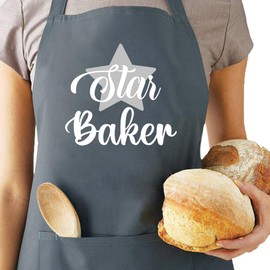 Saukore Star Baker Apron for Women and Men, Funny Baking Gifts for Bakers, Kitchen Cooking Apron with Pockets - Birthday Christmas Apron Gift for Mum Wife Husband Son