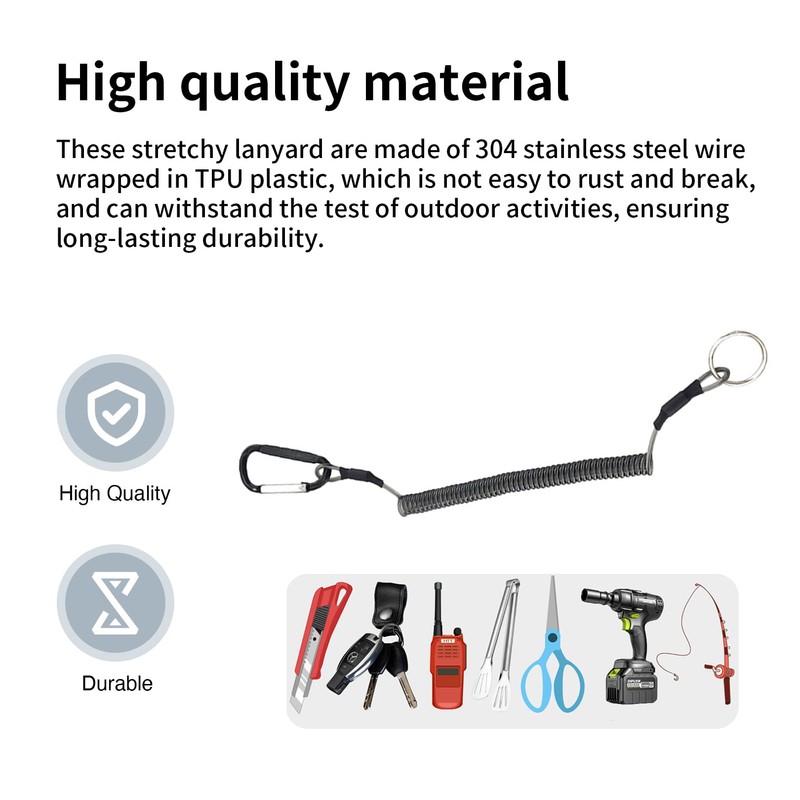4 Pcs Retractable Spring lanyard,Safety Retractable Coiled Lanyards Straps,Heavy Duty