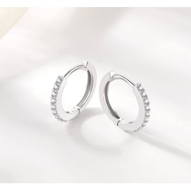 3 Pairs of Hoop Earrings Silver Earrings for Women, Small Earrings Set with Zirconia, 925 Silver Gold-Plated Hoop Earrings, Hypoallergenic, Small Sleeping Hoop Earrings Silver/Gold, 8 mm/10 mm/12 mm,