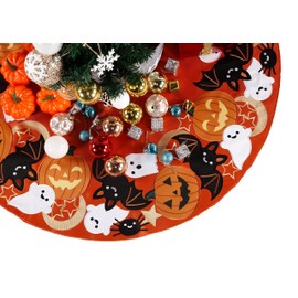 Fall Pumpkin Tree Skirt 36 Inch Cutwork Embroidered Thanksgiving Autumn Harvest Tree Mat Christmas Tree Skirt for Party Indoor Outdoor