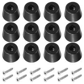PATIKIL Cutting Board Feet,12 Pieces Non Slip Rubber Feet Bumpers with 304 Stainless Steel Screws for Cutting Board Furniture Chairs Desks 1.02" Wx0.73 H, Black