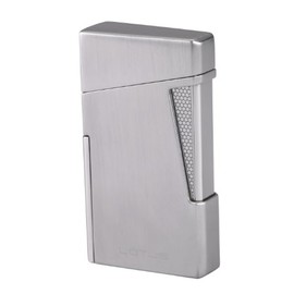 Lotus Apollo Cigar Lighter with Double Wind-Resistant Torch Flames, All Metal Housing, Integrated Cigar Punch, Large Flame Adjuster (Chrome & Polished Chrome)