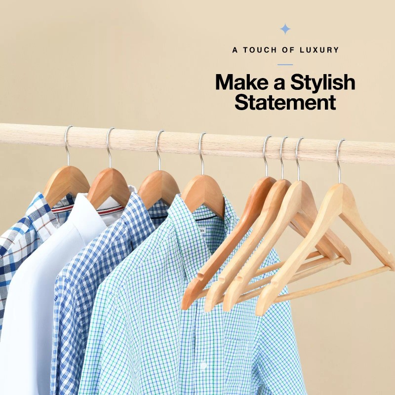 HOME IT Natural Wood Solid Wood Clothes Hangers Coat Hanger