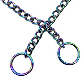 ChampWei Rainbow Colour Dog Choke Collar Slip P Chain,Heavy Chain Dog Metal Training Choke Collars, Adjustable Weather Proof Alloy Steel Necklace for Small Medium Large Dogs (4XL)